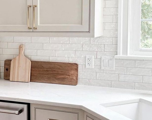 Kitchen backsplash tile with grout recoloring in Kansas City